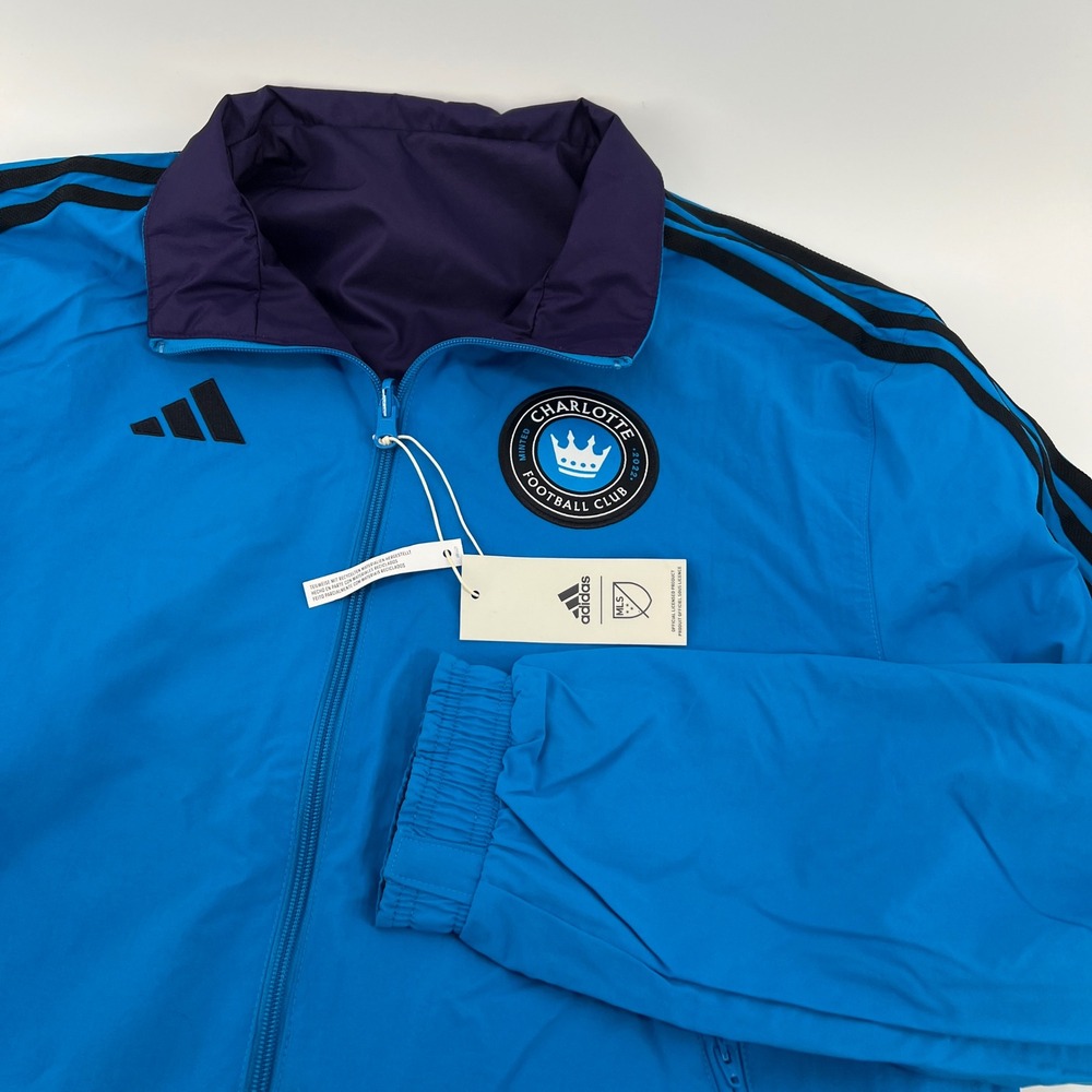Adidas Charlotte Football Club Reversible Jacket‎ Mens L Blue Purple Soccer New